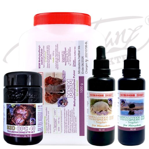 Kombipaket 1 x OPC Kapseln, 1 x D3 Tropfen, 1 x K2 Tropfen, 1 x MSM Pulver
